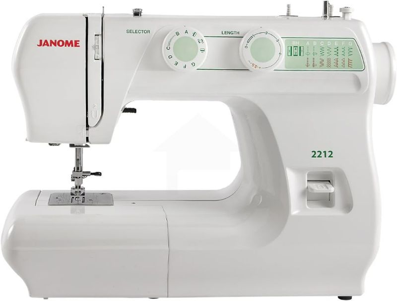 Photo 1 of ***USED AND SCRATCHED - POWERS ON - UNABLE TO TEST FURTHER - NO ACCESSORIES INCLUDED***
Janome 2212 Front-Loading Sewing Machine with 12 Built-In Stitches