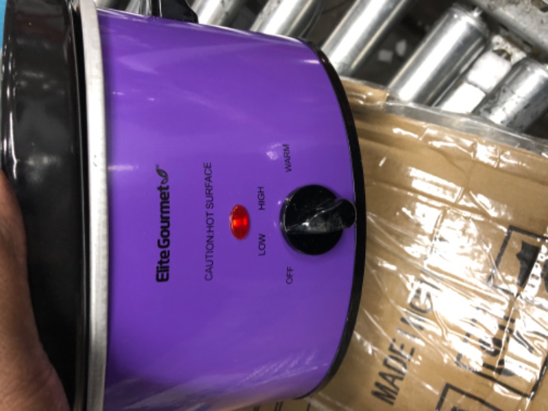 Photo 1 of Elite Gourmet MST-275XP Electric Oval Slow Cooker, Adjustable Temp, Entrees, Sauces, Stews & Dips, Dishwasher Safe Glass Lid & Crock (2 Quart, Purple) Purple MST-275XP