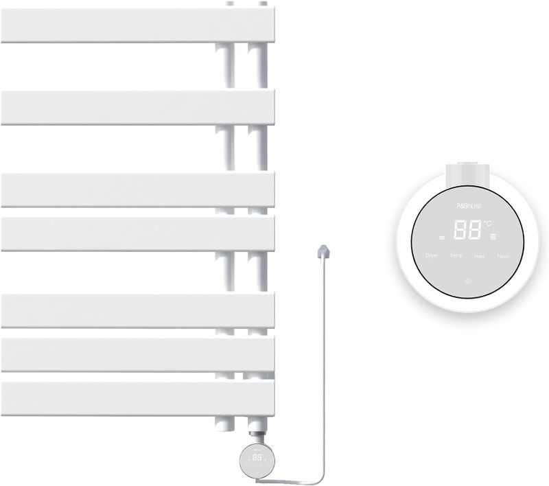 Photo 1 of P&Bhursri Electric Towel Warmer, Heated Towel Rack with Touch Panel, 4 Models and Timer & Temperature Multi-Level Adjustments, Flat 8 Bar Towel Warmer, Plug-in, Glossy White