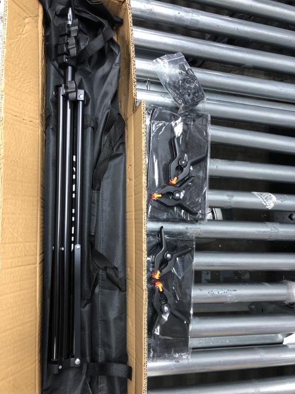 Photo 1 of Photo Backdrop Stand, CPLIRIS 6.5x10ft Adjustable Parties Background Support with 4 Spring Clips, 2 Sandbag, 4 Backdrop Holder Clip for Photoshoot, Parties, Baby Shower, Birthday