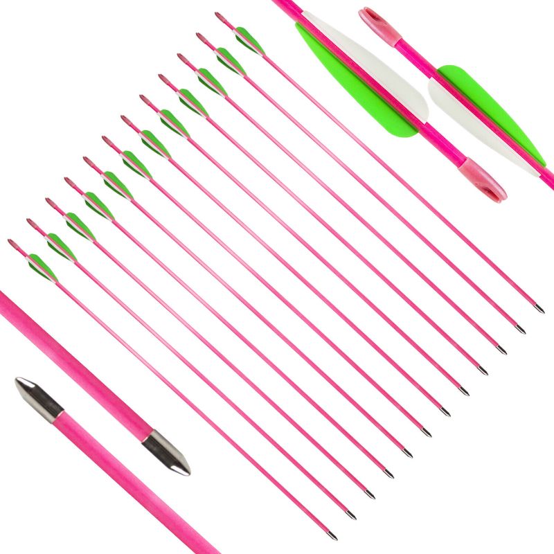 Photo 1 of 10pcs Pink 28" Fiberglass Arrows Compound Recurve Bow Lady Slimming Aerobics
