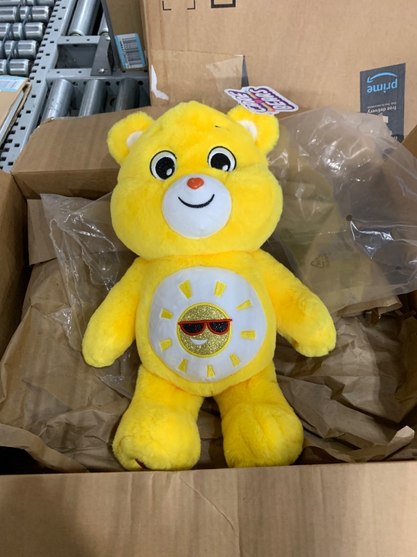 Photo 2 of Care Bears 18" Plush - Funshine Bear with Glitter Belly Badge - Soft Huggable Material! Glitter Funshine 18"