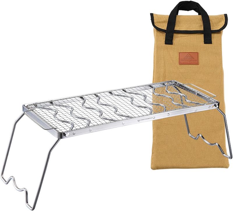 Photo 1 of CAMPINGMOON Folding Campfire Grill with Cooking Grid Grate 304 Stainless Steel with Storage Bag MS-1015-SW
