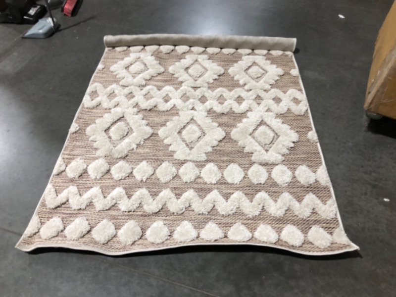 Photo 4 of ***USED - DIRTY - NO PACKAGING***
Well Woven Bellagio Chiara Tribal Moroccan Beige High-Low Flat-Weave 5'3" x 7'3" Area Rug