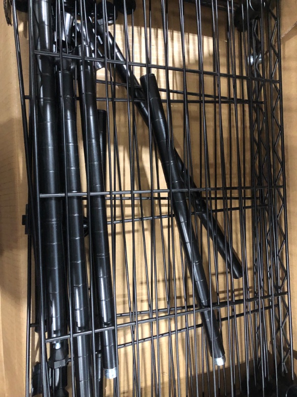 Photo 1 of Amazon Basics 3-Shelf Adjustable, Heavy Duty Storage Shelving Unit (250 lbs loading capacity per shelf), Steel Organizer Wire Rack, Black, 23.2"L x 13.4"W x 30"H 3-Shelf Narrow No Wheels Black