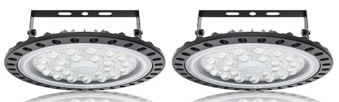 Photo 1 of 2 Pack LED High Bay Light|100W 10000LM UFO LED High Bay Light|6500K Daylight LED Shop Light|IP65 Waterproof LED Commercial Warehouse Area Light|LED Garage Light for Garage Gym Factory Warehouse 100W 6pack