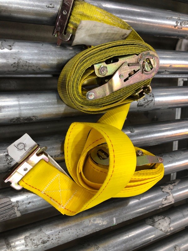 Photo 1 of  2 YELLOW E TRACK RATCHET STRAPS