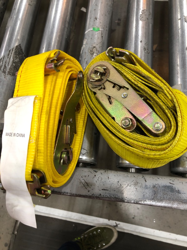 Photo 1 of  2 YELLOW E TRACK RATCHET STRAPS