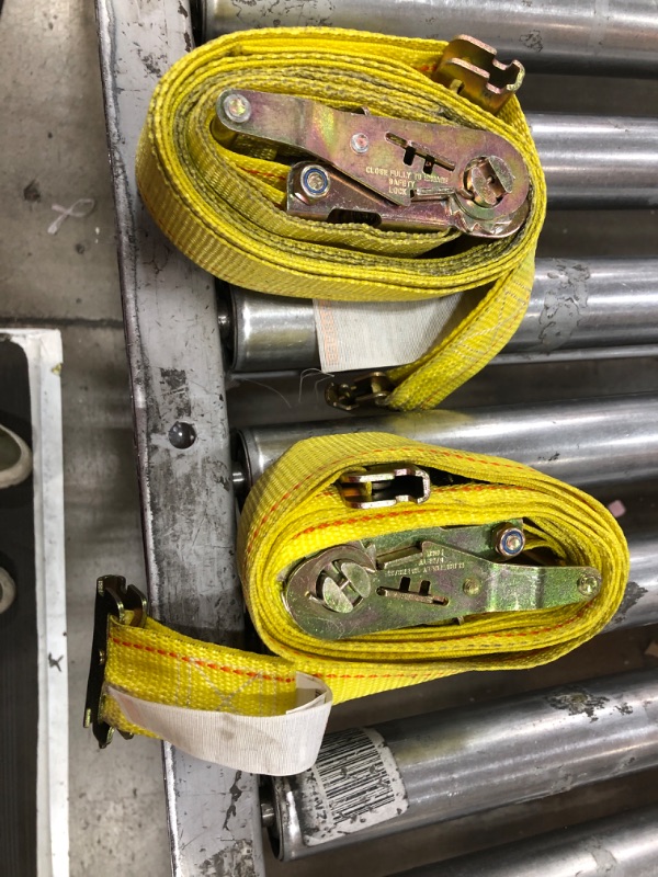 Photo 1 of  2 YELLOW E TRACK RATCHET STRAPS