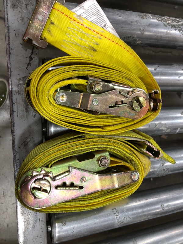 Photo 1 of  2 YELLOW E TRACK RATCHET STRAPS