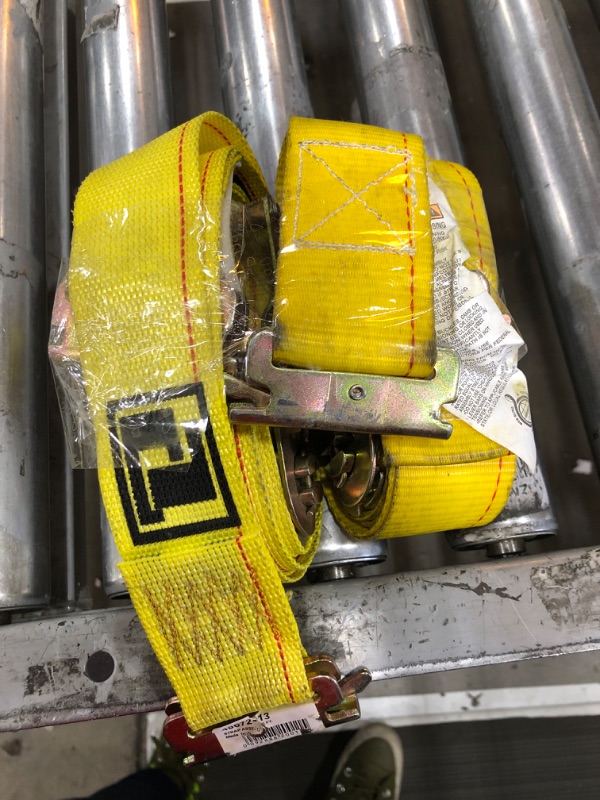 Photo 1 of  2 YELLOW E TRACK RATCHET STRAPS