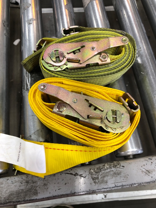 Photo 1 of  2 YELLOW E TRACK RATCHET STRAPS