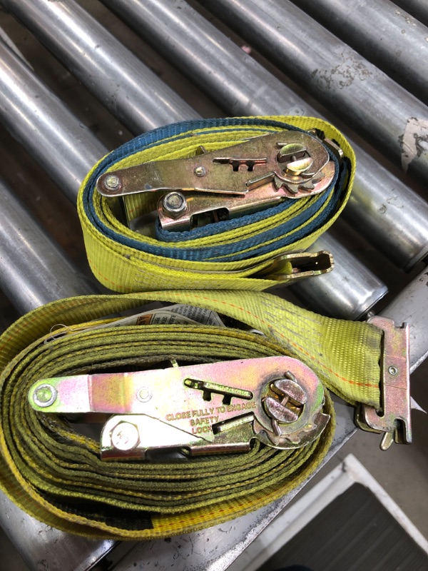 Photo 1 of  2 YELLOW E TRACK RATCHET STRAPS