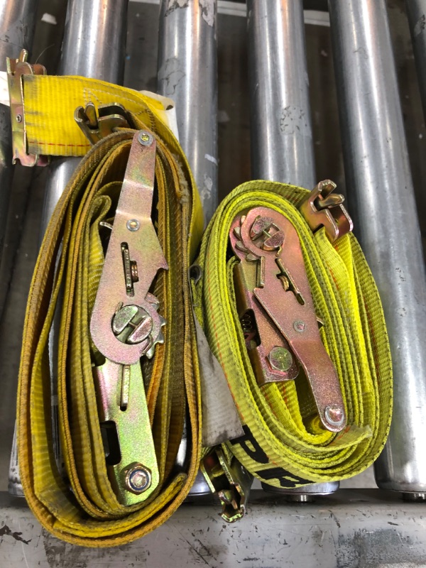 Photo 1 of  2 YELLOW E TRACK RATCHET STRAPS