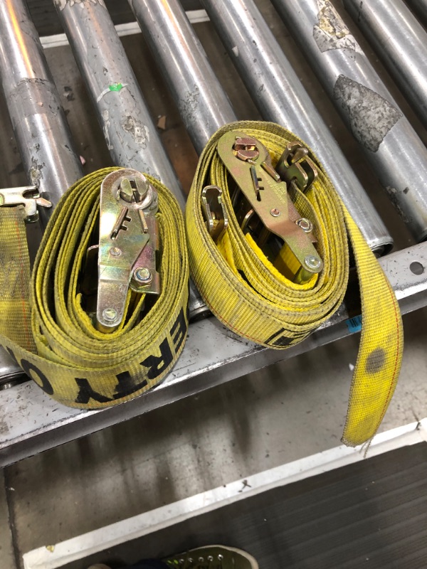 Photo 1 of  2 YELLOW E TRACK RATCHET STRAPS