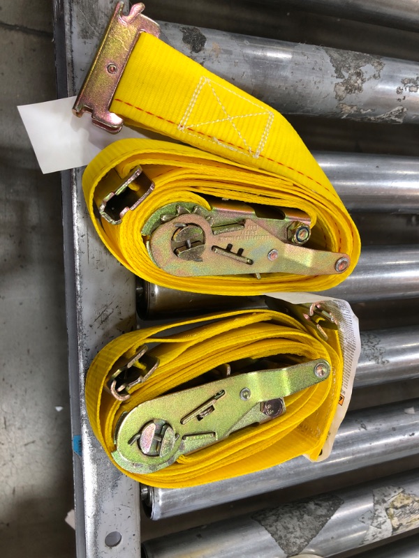 Photo 1 of  2 YELLOW E TRACK RATCHET STRAPS