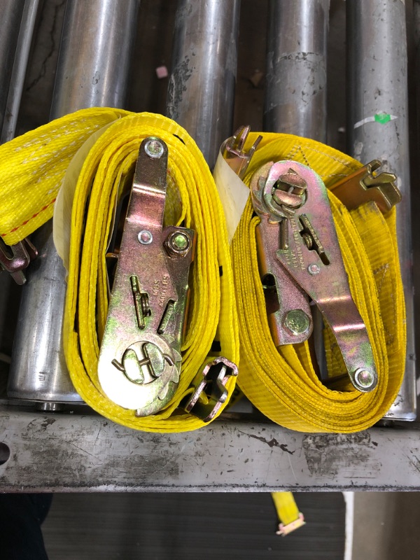 Photo 1 of  2 YELLOW E TRACK RATCHET STRAPS