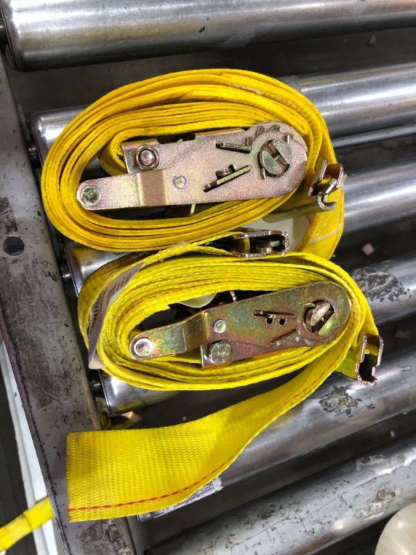 Photo 1 of  2 YELLOW E TRACK RATCHET STRAPS