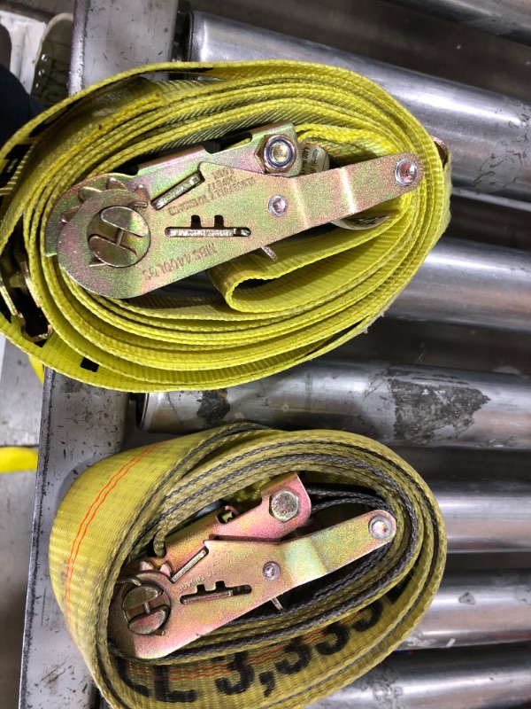 Photo 1 of  2 YELLOW E TRACK RATCHET STRAPS