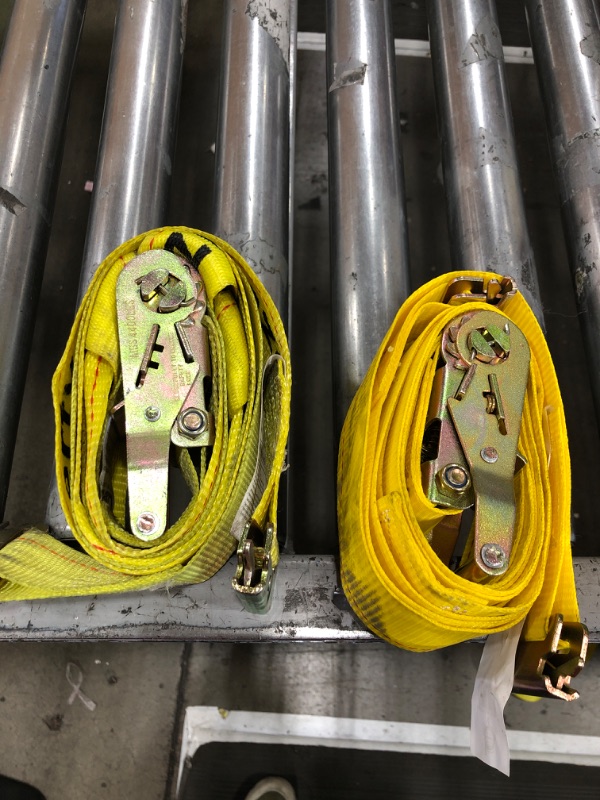 Photo 1 of  2 YELLOW E TRACK RATCHET STRAPS