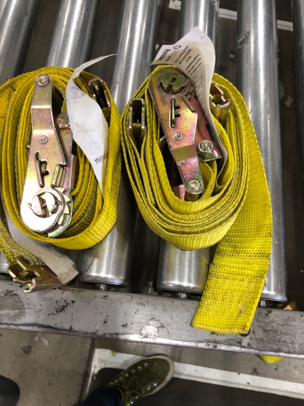 Photo 1 of  2 YELLOW E TRACK RATCHET STRAPS