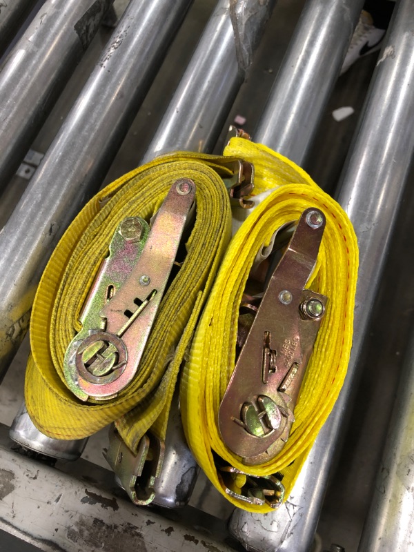 Photo 1 of  2 YELLOW E TRACK RATCHET STRAPS