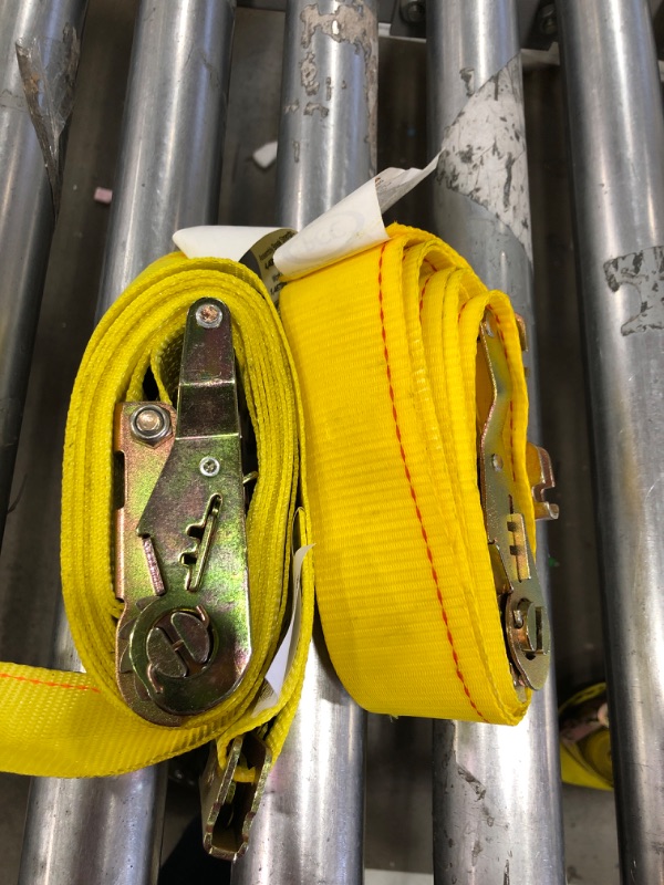 Photo 1 of  2 YELLOW E TRACK RATCHET STRAPS