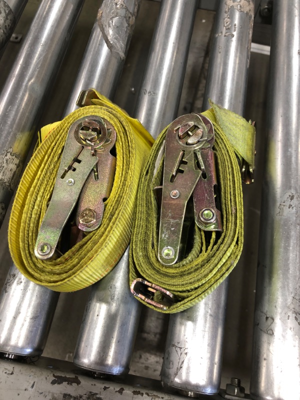 Photo 1 of  2 YELLOW E TRACK RATCHET STRAPS