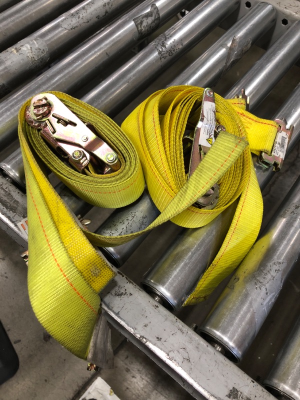 Photo 1 of  2 YELLOW E TRACK RATCHET STRAPS