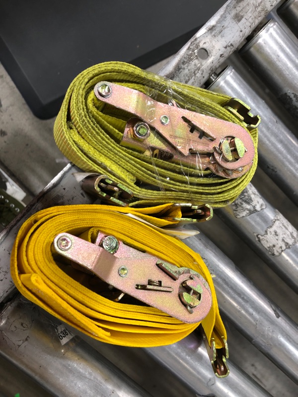 Photo 1 of  2 YELLOW E TRACK RATCHET STRAPS