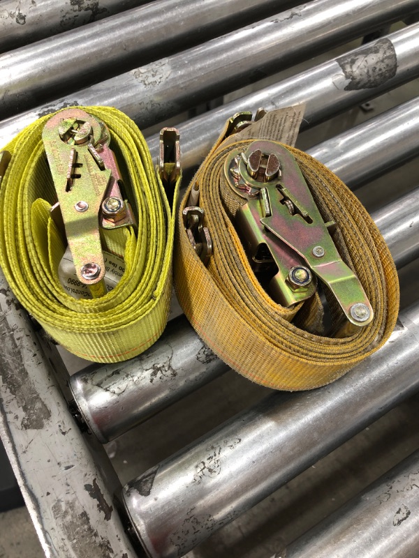 Photo 1 of  2 YELLOW E TRACK RATCHET STRAPS