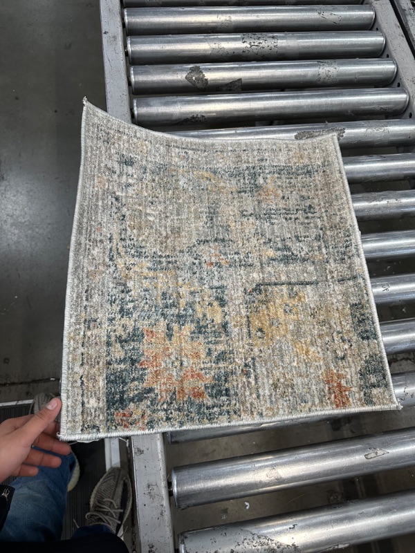 Photo 3 of **READ POST/SEE PHOTOS!!**Magnolia Home by Joanna Gaines x Loloi Millie MIE-04 Collection Slate / Multi 18" x 18" Sample Rug