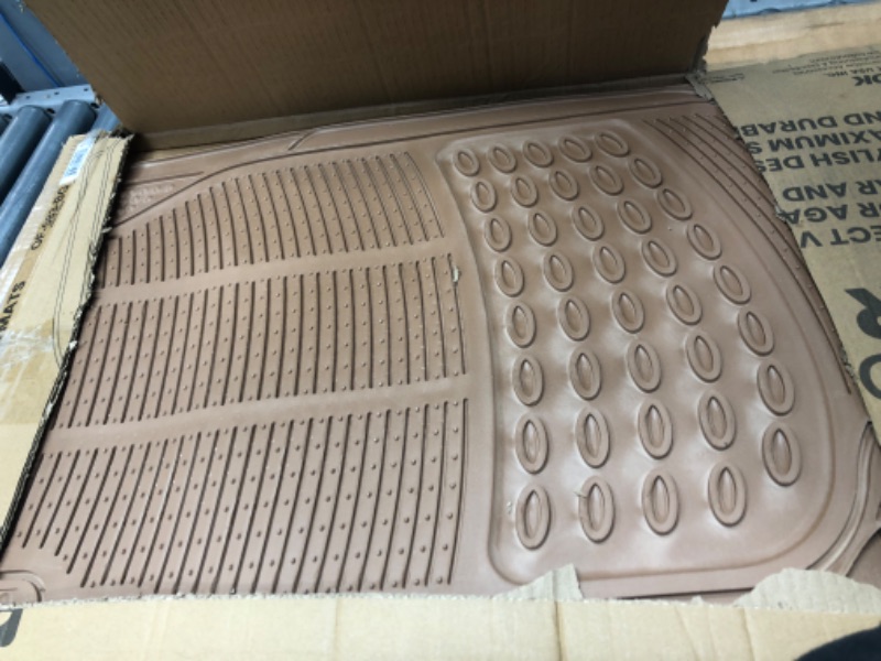 Photo 1 of BDK Original ProLiner 3 Piece Heavy Duty Front & Rear Rubber Floor Mats for Car SUV Van & Truck, Beige - All Weather Floor Protection Fits Most Vehicles Beige 3PC Front & Rear