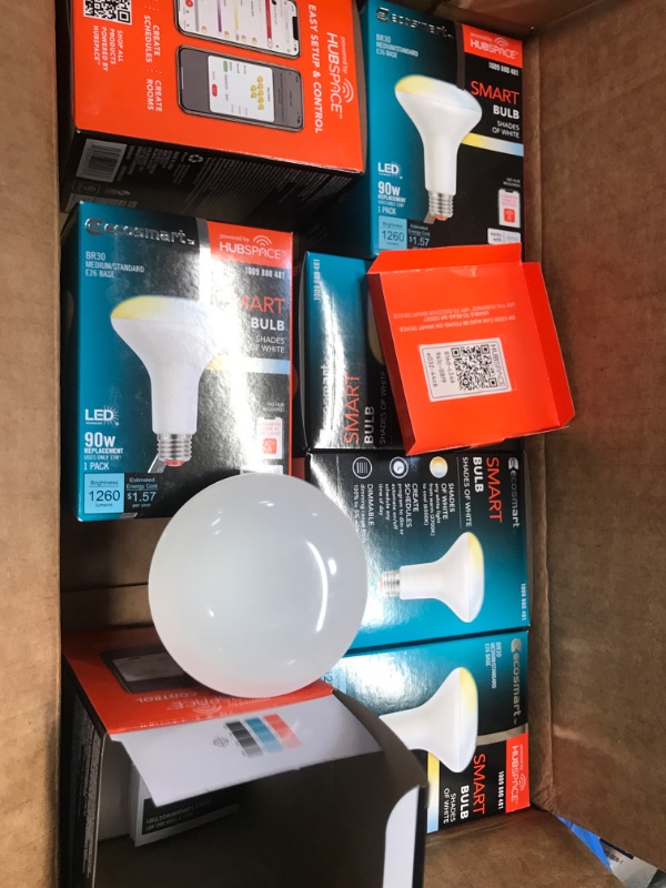 Photo 2 of 7 Boxes EcoSmart 90-Watt Equivalent Smart BR30 Tunable White CEC LED Light Bulb with Voice Control (1-Bulb) Powered by Hubspace
