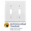 Photo 1 of 2-Gang Antimicrobial Treated Toggle Wallplate, Standard Size, White (30 pack)
