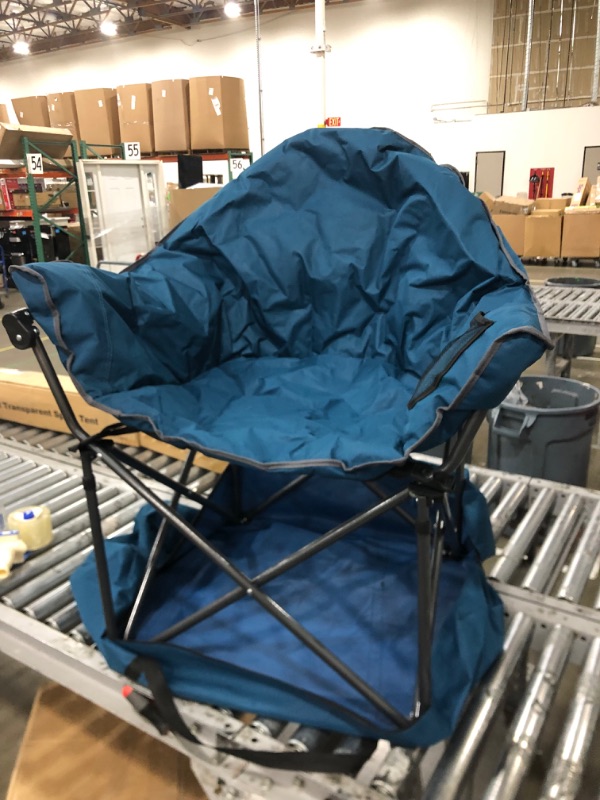 Photo 1 of ALPHA CAMP Heavy-Duty Oversize Camping Chair Round Moon Saucer Chair Padded Folding Chair with Cup Holder and Carry Bag (Dark Blue)
