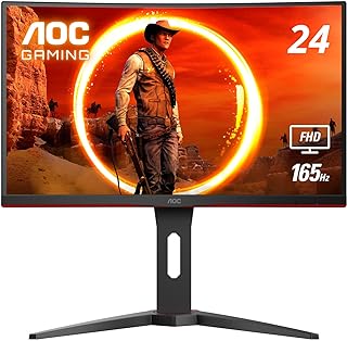 Photo 1 of AOC C24G1A 24" Curved Frameless Gaming Monitor, FHD 1920x1080, 1500R, VA, 1ms MPRT, 165Hz (144Hz supported), FreeSync Premium, Height adjustable Black
