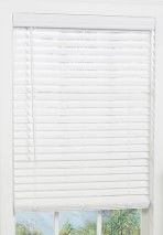 Photo 1 of allen + roth Trim at Home 2-in Slat Width 27-in x 72-in Cordless White Faux Wood Room Darkening Horizontal Blinds
