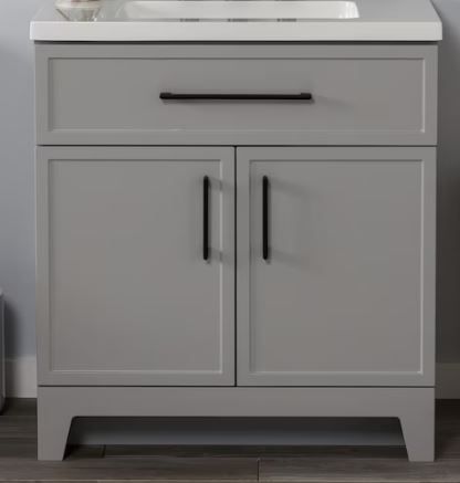 Photo 1 of Style Selections Potter 30-in Gray Single Sink Bathroom Vanity with White Cultured Marble Top
