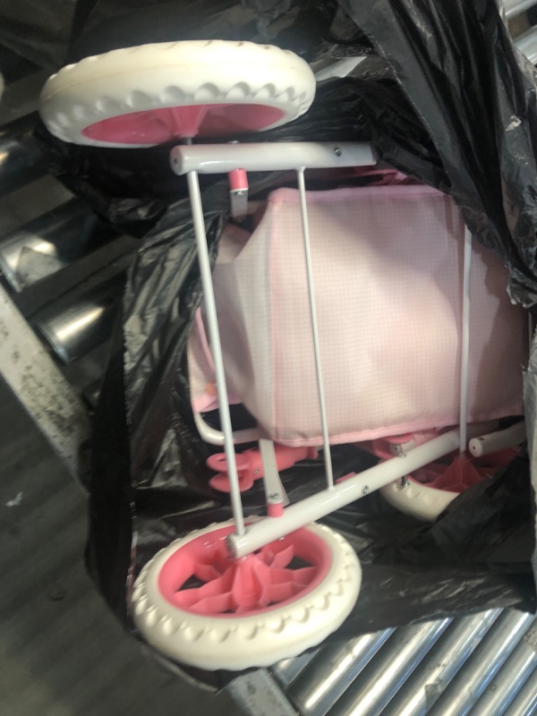 Photo 2 of Badger Basket Folding Double Front-to-Back Doll Stroller (fits 18 inch Dolls), Pink/White