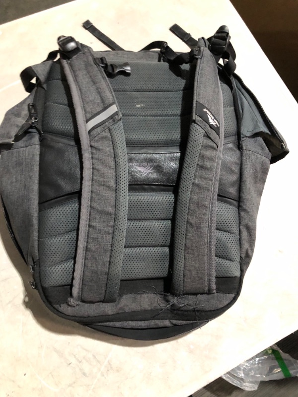 Photo 4 of **MAJOR DAMAGE TO FRONT ZIPPER SEE PHOTO**
High Sierra Endeavor Elite 2.0 Laptop Backpack, Grey Heather, One Size