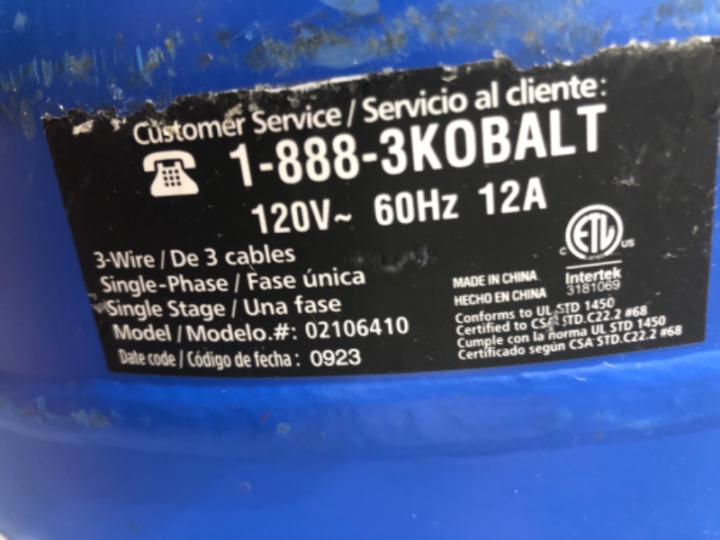 Photo 4 of **FOR PARTS ONLY*NON0FUNCITONAL**
KOBALT 6-GAL Portable Pancake Air Compressor