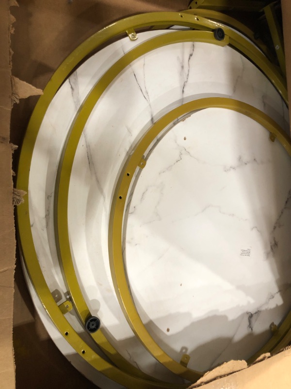 Photo 2 of ***MAJOR DAMAGE - CHIPPED - NO HARDWARE - SEE PICTURES***
NSdirect Nesting Coffee Table Set of 2,Round Coffee Tables Modern Circle Table for Living Room, White Faux Marble