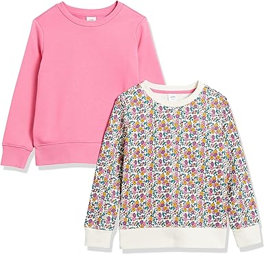 Photo 1 of Amazon Essentials Girls and Toddlers' Fleece Crew-Neck Sweatshirts, Pack of 2--XXLARGE
