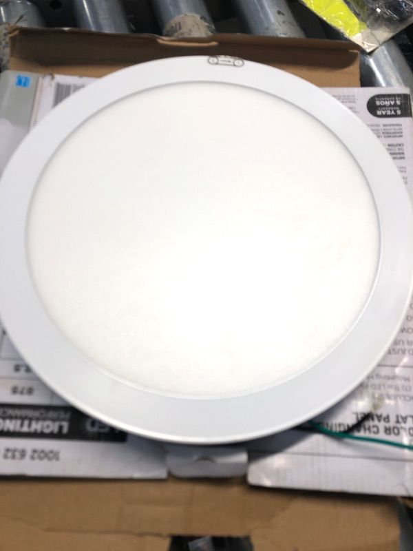 Photo 2 of 11 in. 12.5-Watt Dimmable White Integrated LED Edge-Lit Round Flat Panel Flush Mount Ceiling Light Color Changing