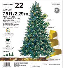 Photo 1 of 23113 - GE Just Cut® Cedar Rock Fir, 7.5 ft., Color Choice® LED, 800ct MicroBright Lights, Multi/Warm White
