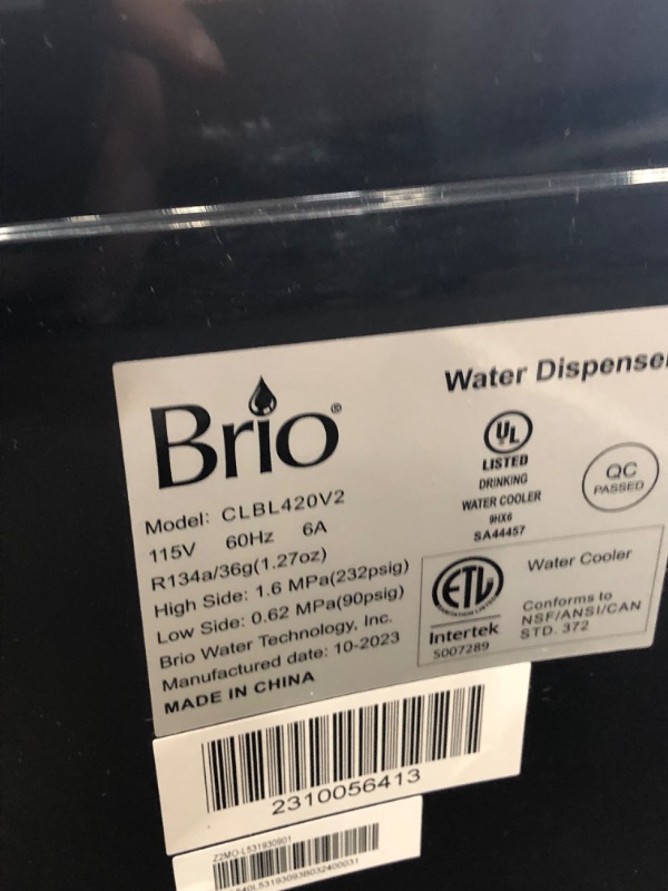 Photo 3 of ***NOT FUNCTIONAL - NONREFUNDABLE - FOR PARTS ONLY - SEE COMMENTS***
Brio Bottom Loading Water Cooler Water Dispenser – Essential Series - 3 Temperature Settings - Hot, Cold & Cool Water - UL/Energy Star Approved