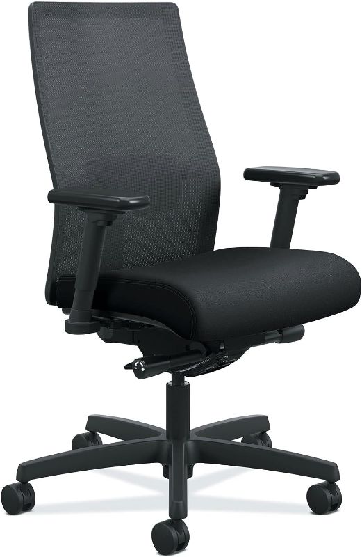 Photo 1 of  Ergonomic Mesh/Fabric Mid-Back Task Chair, Black
