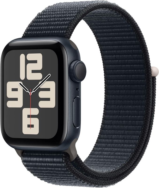 Photo 1 of Apple Watch SE (2nd Gen) [GPS 40mm] Smartwatch with Midnight Aluminum Case with Midnight Sport Loop. Fitness & Sleep Tracker, Crash Detection, Heart Rate Monitor, Carbon Neutral
