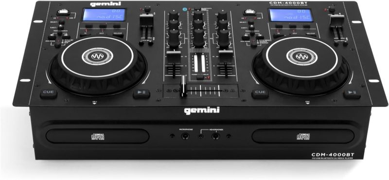 Photo 1 of Gemini Sound CDM-4000BT: All-in-One DJ CD Player & Mixer Combo with Bluetooth - Ideal for Aspiring DJs, Dual CD/USB for Home & Event Use, User-Friendly Controls with Jog Wheels and Pitch Control
